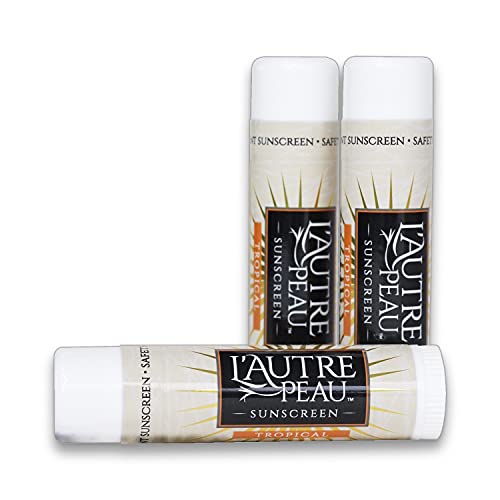 SPF 30 Sunscreen Multi-Pack by LAUTRE PEAU | Travel Size Sunscreen for Men, Women, and Kids | Non-Greasy Water Resistant | Tropical Scent | TSA Approved | (3 Pack Suncreen Stick)
