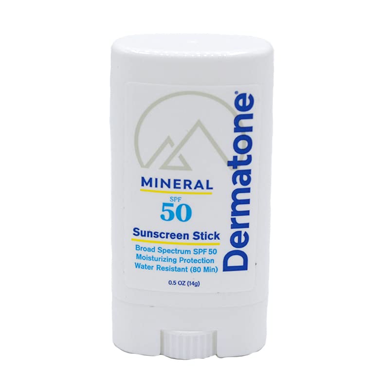 Dermatone Mineral Sunscreen Stick SPF 50, No Touch Sunscreen Stick, Natural Broad Spectrum SPF, Zinc Formula, Sunscreen for Face and Sensitive Skin 0.5 oz
