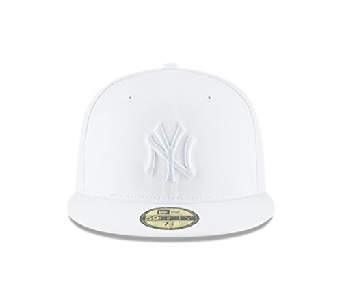 New Era Mens MLB Yankees Basic 5950 Fitted Cap, White/White