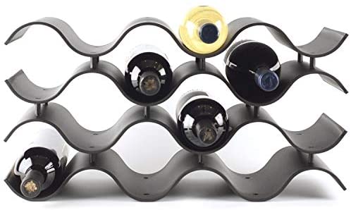 Bariboo Wine Rack. Stackable Countertop Wine Bottle Stand. 12 Bottles Wine Holder Organizer for Table Top, Pantry, Cabinet, Refrigerator. Wine Bar Quality Plastic Lightweight Storage (Black)