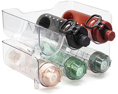 Water Bottle Organizer, Water Bottle Holder, Stackable Bottle Organizer for Pantry Countertop Cabinet, Kitchen, Refrigerator, Freezer Organization Holds 9 Bottles,3pack -Clear