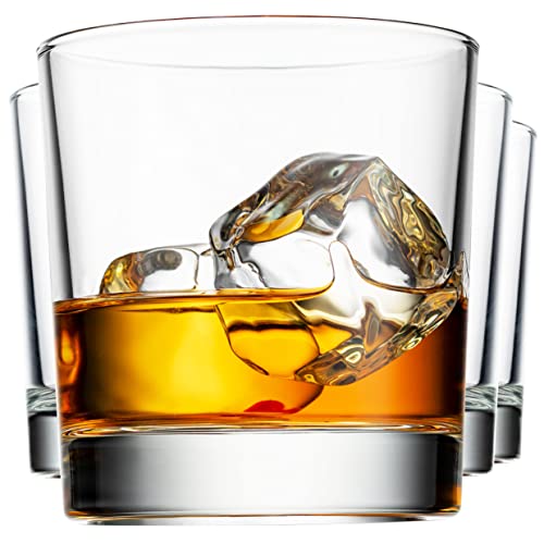 Godinger Old Fashioned Whiskey Glasses, Italian Made Glass Beverage Cups - Set of 4