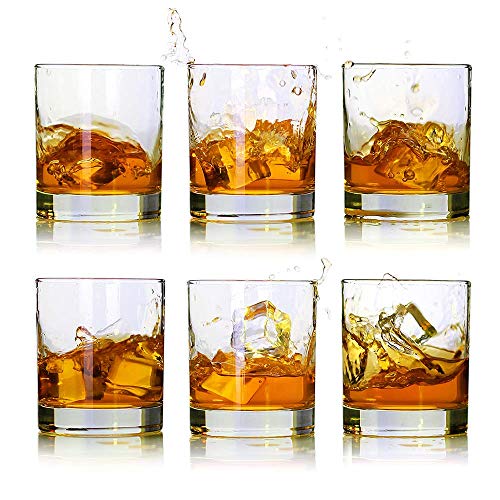 Whiskey Glasses-Premium 11 OZ Scotch Glasses Set of 6 /Old Fashioned Whiskey Glasses/Perfect Idea for Scotch Lovers/Style Glassware for Bourbon/Rum glasses/Bar whiskey glasses,Clear