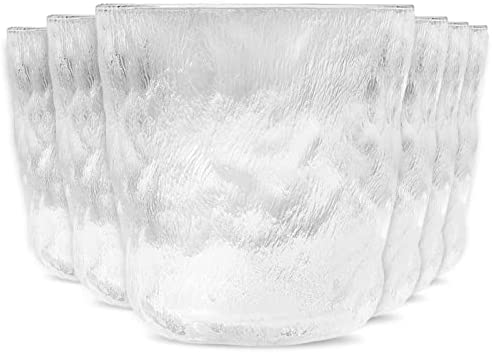 MAYTRY Drinking Glasses Set of 6 Glacier Glass Cups, Old Fashioned Glass for Home and Kitchen Glasses Set Juice Glasses for Mixed Drinks, Water, Beer, Whisky (10 oz/300ml)