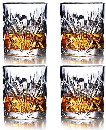 Whiskey Glasses Set of 6 - 10oz Premium Crystal Whiskey Glass, Rock Style Old Fashioned Glass For Drinking Scotch, Bourbon, Cognac, Irish Whisky and Old Fashioned Cocktails