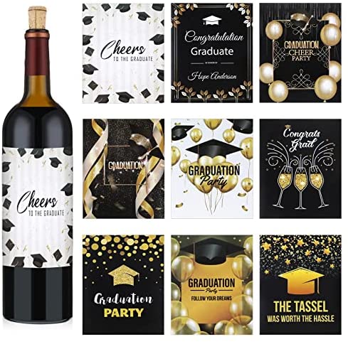 54 Pieces Graduation Gift Wine Label Graduation Wine Bottle Sticker Label Graduation Party Wine Bottle Decoration Cover for Graduate Doctorate University Graduation Party Supplies (2022 Style)