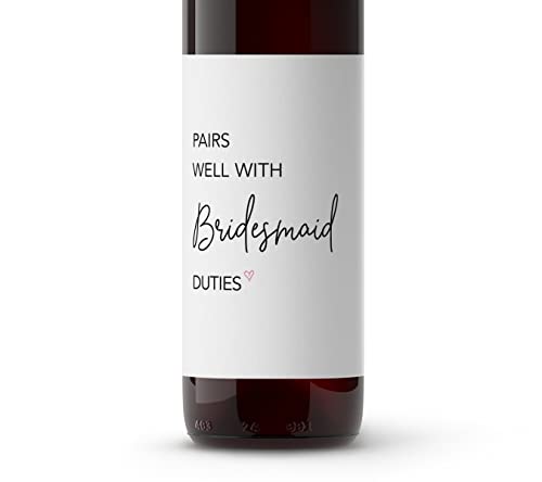 Bridesmaid Wine Labels ● SET of 8 ● Pairs well with Bridesmaid Duties, Bridesmaid Proposal, Will You Be My Maid of Honor Bridal Party Ask Wine Stickers Minimalist Label, Gift Box WATERPROOF A200-ASKu20138