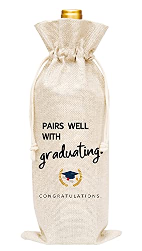 Graduation Wine Gift Bags, Burlap Wine Bottle Cover Bag For Graduation, Party Supplies, Party Favors, Decoration, 1 Pc Wine Bag (A41)