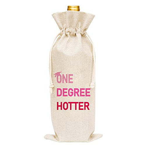 One Degree Hotter Wine Gift Bags, Burlap Wine Bottle Cover Bag For Graduation, Party Supplies, Party Favors, Decoration, 1 Pc Wine Bag (A40)