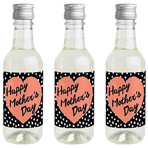 Best Mom Ever - Mini Wine and Champagne Bottle Label Stickers - Mothers Day Favor Gift for Women and Men - Set of 16