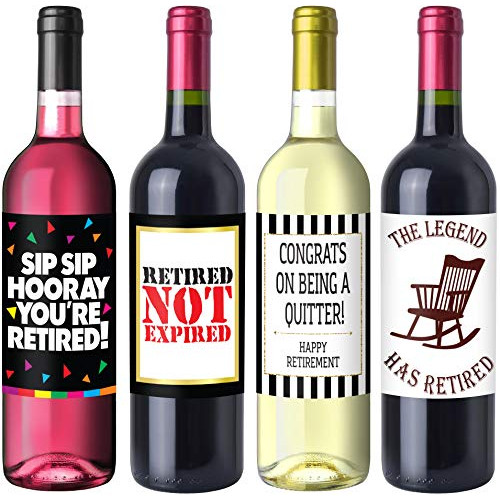 Retirement Party Wine Label Pack - Retirement Party Supplies, Gifts, and Decorations