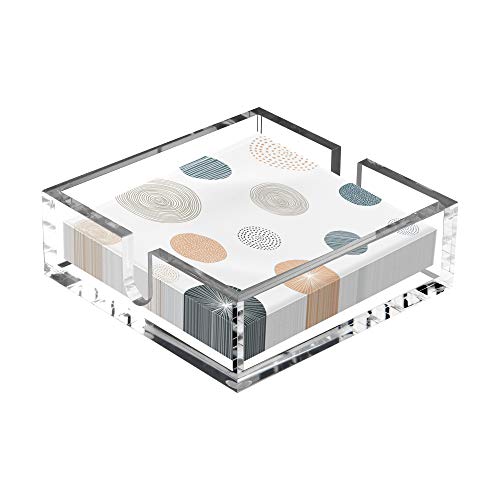 Richboom Acrylic Luncheon Napkin Holder, Decorative Napkin Tray Tissue Dispenser for Dining Table and Kitchen, 7.8x7.8x2.5
