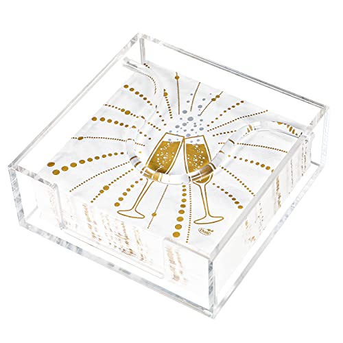 Kamehame Napkin Holder Clear Acrylic Lunch Napkin Dispenser Square Beverage Cocktail Napkin Caddy Craft Acrylic Napkin Tray for Dining Table Kitchen Counter Restaurant Buffet Bathroom Vanity(7x7)