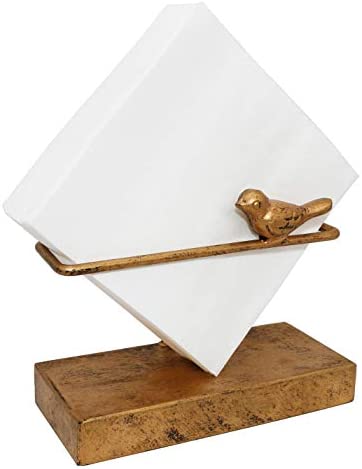 Freestanding Classic Cocktail Napkin Holder with Cast Iron Bird Design, Tabletop Tissue Dispenser, Bronze