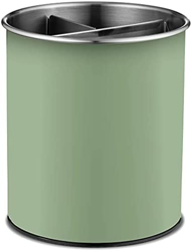 Extra-Large Stainless Steel Kitchen Utensil Holder - 360° Rotating Utensil Caddy - Weighted Base for Stability - Utensil Crock With Removable Divider for Easy Cleaning - Countertop Utensil Organizer.