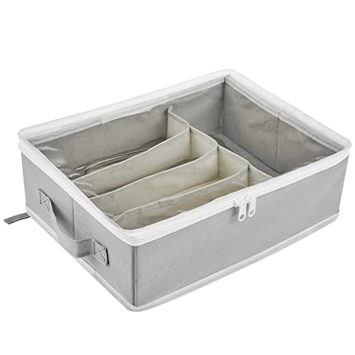 MAULEHUA Flatware Storage Chest, Flatware Container Box for Silverware, Serving Utensils,Kitchen, Office Organizer with Zipper Lid and Carry Handles,Withe