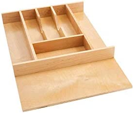 Rev-A-Shelf 4WCT-3SH Short Trim-to-Fit Wooden Cutlery 9 Compartment Tray Insert Utensil Organizer for Kitchen Cabinet Drawers, Natural Maple