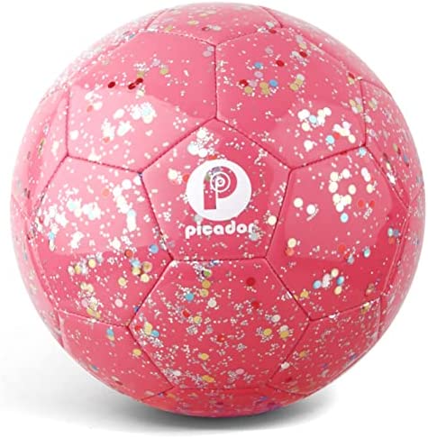 PP PICADOR Soccer Ball Kids, Glitter Shiny Sequins Toddler Soccer Balls for Girls Boys Child 4-6 Gift Training Outdoor Backyard with Pump
