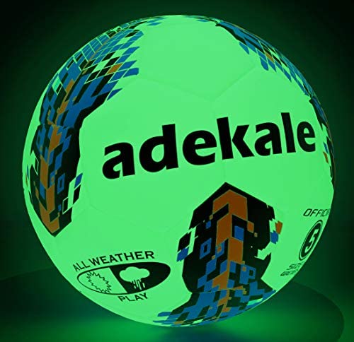 adekale Soccer Balls Size 3/4/5,Glow in The Dark Official Size Soccer Ball,Indoor/Outdoor Light Up Training Ball with Pump and Needls,Street Ball Game for Men