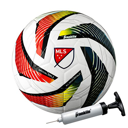 Franklin Sports MLS Tornado Soccer Ball - Soft Cover - Official Size and Weight Soccer Ball - Air Pump Included