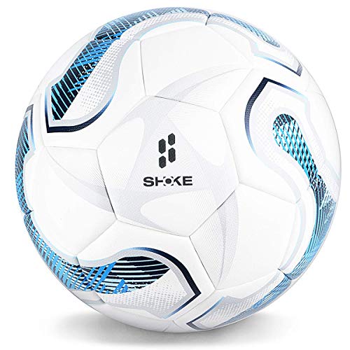 SHOKE A Soccer Ball Official Match Game Official Size and Weight Size 5 Soccer Ball Indoor and Outdoor Soccer Training Ball Ideal Gift for Fathers Day - Blue Maze