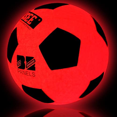 RUNIGHT Light Up Soccer Ball - Extra Pump and Net - Official Size 5 & Szie 4 - Great Glow in The Dark with 2 LED Lights and Pre Batteries- Perfect Youth Balls Gift for Kids, Boys and Girls Night Game