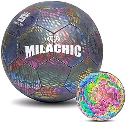 Soccer Ball Glowing Reflective Football with Light Up Camera Flash for Boys Girls Outdoor Indoor Night Playing Training Sports