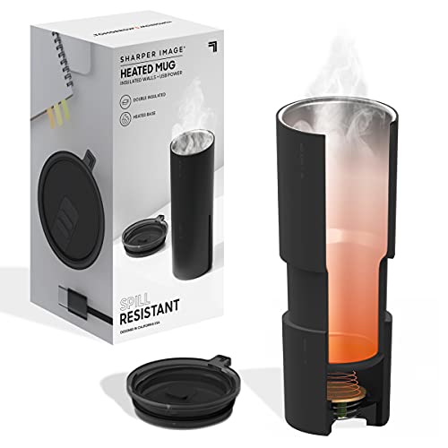 SHARPER IMAGE Insulated Heated Travel Mug with USB Power and Stainless Steel