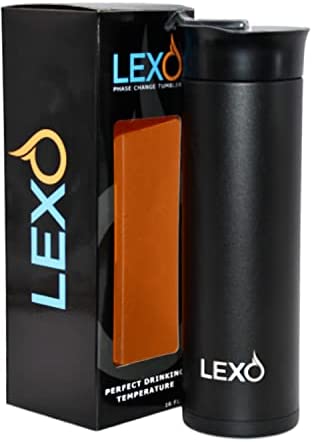 LEXO Temperature Regulating Smart Travel Mug - Flip Top Lid (Black, 16. oz.)