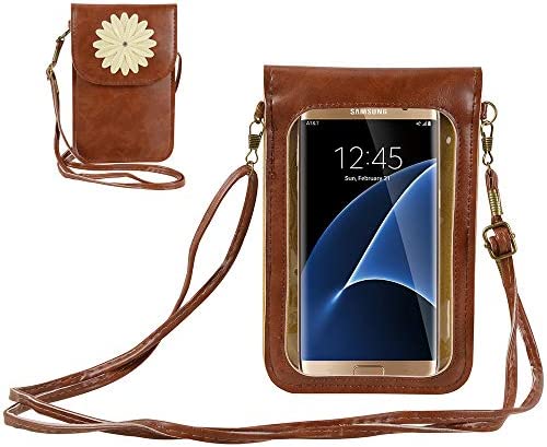 Touch Screen Cute Cell Phone Purse Small Crossbody Shoulder Bag Pouch Wallet for Samsung Galaxy S20 S10 A51 A50 A30S A10S, Motorola Moto G8+ Plus G8 Power G7 G6 E6 Plus E5 Play Z4,OnePlus 7 6T (Brown)