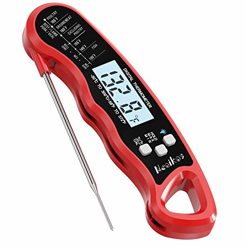 Neoikos Digital Meat Food Thermometer - 2~3S Instant Read Cooking Thermometer, Backlight, Built-in Magnet, Calibration, Foldable Probe for Kitchen Deep Fry BBQ Grill Roast Turkey