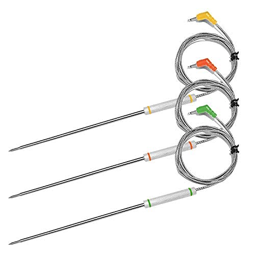 4-Pack Upgraded Replacement Probe Kit for Thermopro TP20 TP08S TP07 TP25,Ultra Accurate & Fast Meat Temperature Ambient Probe for TP20 TP17 TP-27 TP17H TP930 TP829 TP910 TP826 TP28 with Probe Clip
