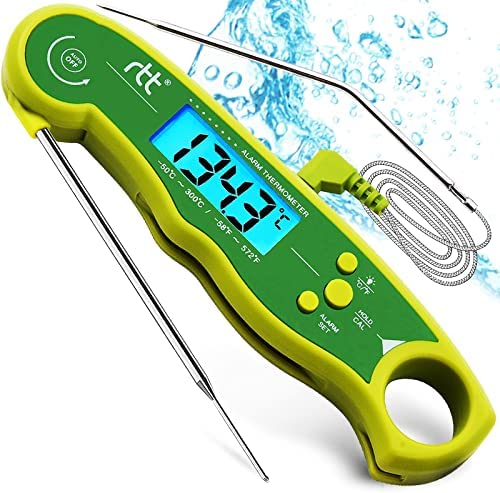 Steak Thermometers Meat Thermometer Oven Safe Dual Probe Instant Read Meat Thermometer Water Thermometer for Grill Smoker BBQ with Backlight, Built-in Magnet, Temperature Alarm