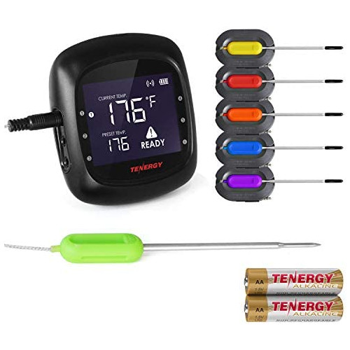 Tenergy Solis Digital Meat Thermometer, APP Controlled Wireless Bluetooth Smart BBQ Thermometer w/ 2 Stainless Steel Probes, Large LCD Display, & Carrying Case, Cooking Thermometer for Grill & Smoker