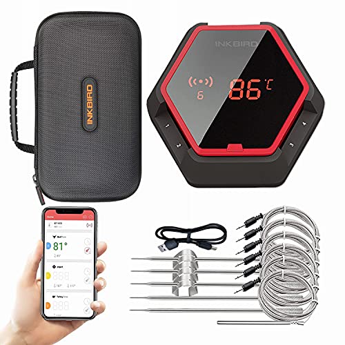 Inkbird WiFi Grill Meat Thermometer for Smoking Cooking Kitchen with 4 Probes & Hard Carrying Case| Digital Wireless Remote WiFi BBQ Thermometer with Timer, Calibration, Rechargeable Battery , Graph