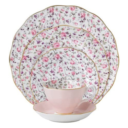 Royal Albert Rose Confetti 5-Piece Multi Place Setting, White, Pink, Purple, Green