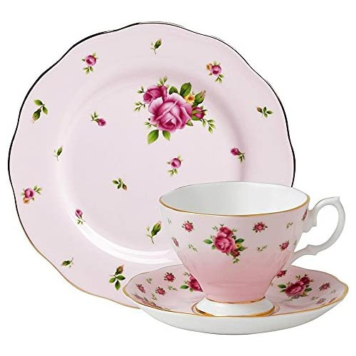 Royal Albert Polka Blue 3-Piece Set (Teacup, Saucer & Plate 8)