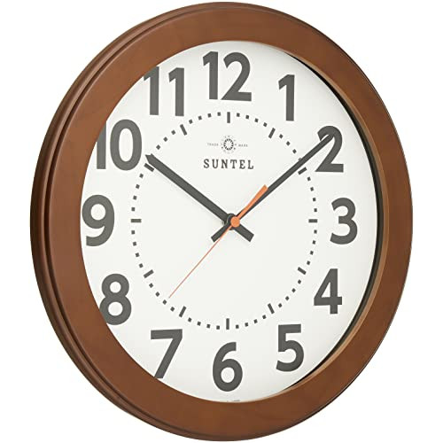 Suntel 벽시계 브라운 330x45mm 모지 선명하게 나무틀 벽시계 BR SQ06-BR