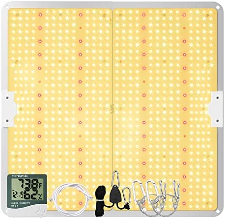 LED Grow Light, Gerylove 300W Grow Light with Daisy Chain Temperature Hygrometer Dimmable Full Spectrum Grow Lights for Indoor Plants Veg Flower Growing Lamps Board 3x3 ft Coverage