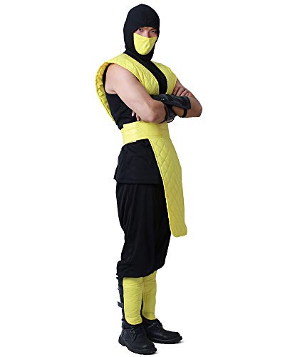 miccostumes Mens Shotokan Ninja Yellow Fighter Halloween Cosplay Costume