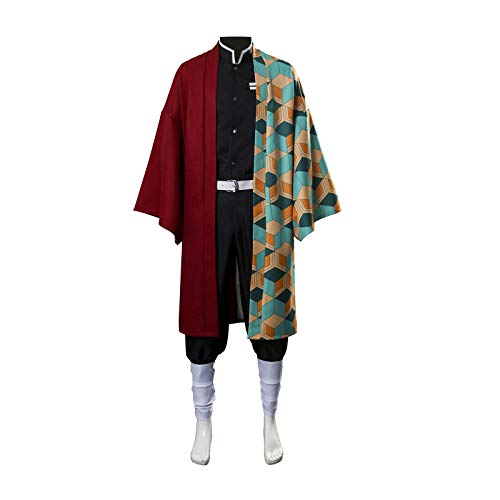 Tomioka Giyuu Cosplay Costume Anime Haori Kimetsu no Yaiba Kimono Outfit Set for Halloween Christmas Party