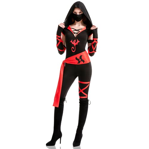 Spooktacular Creations Adult Women Ninja Costume, Deluxe Ninja Costume Set for Halloween Party Dress Up Cosplay