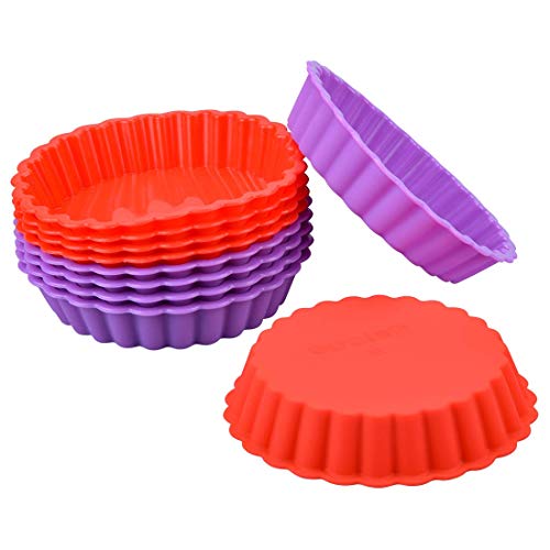 Silicone Quiche Pan 미니 파이팬 Non-stick Round 베이킹 Molds 10 Packs
