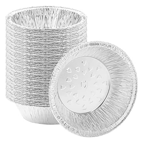 NoCry 프리미엄 Disposable 5 Inch 알루미늄 Pie Pans Round Foil 베이킹 Tins Delicious Micro Pies Individual Crispy Crust Delectably Small Tart Quiche Flan Cake팩 50