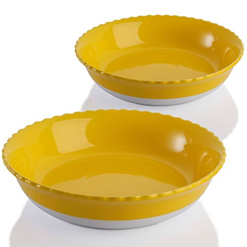 AVLA 세라믹 Pie Dish 베이킹 9 Inch Porcelain 딥 파이 접시 Apple Round 38oz Pan 세트 2 Yellow