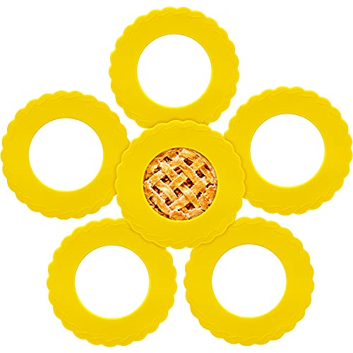 6 Pieces 미니 Silicone Pie Crust Protector Pans 베이킹 4-6인치 Kitchen Cooking Tools Protect Edge from Burning Yellow