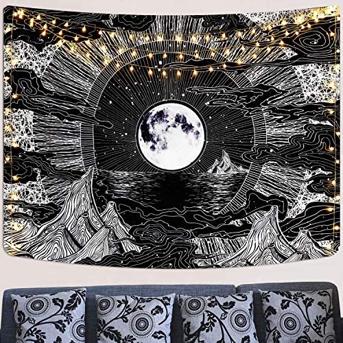 Moon Star Tapestry Clouds Tapestries 매트 Psychedelic Mountain Room