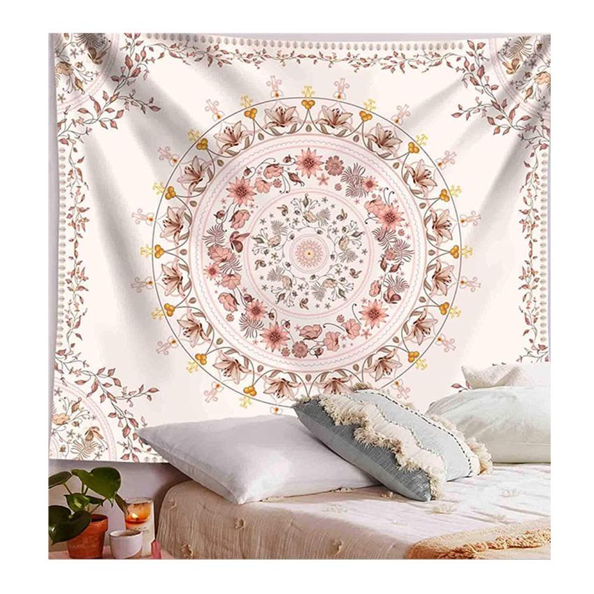 Sketched Butterfly Floral Medallion Tapestry Bohemian Mandala Wall Hanging Tapestries