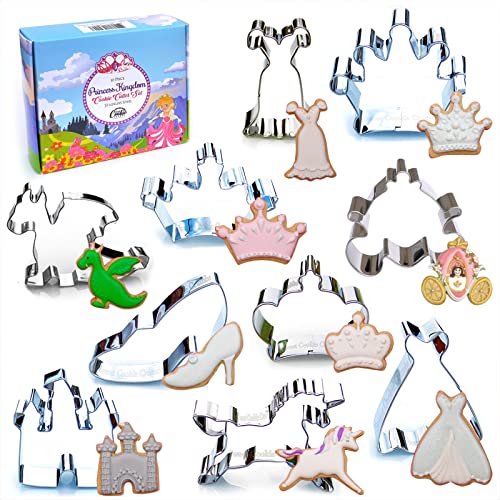 쿠키커터 Sweet Cookie Crumbs Princess Kingdom Cookie Cutter Set, 10 Piece, Stainless Steel