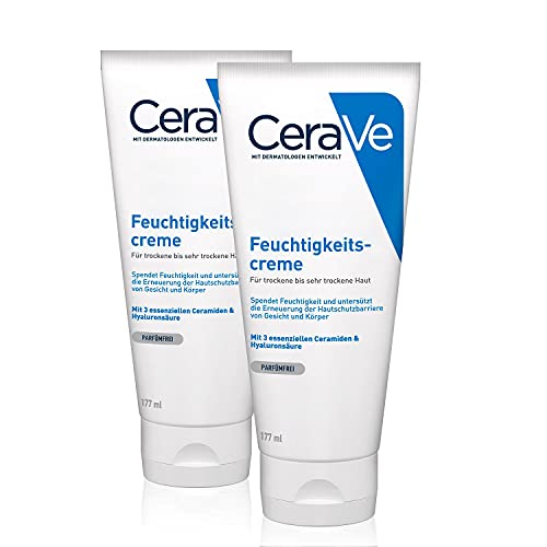 CeraVe Moisturising Cream for Body and Face, Cream for Dry to Very Dry Skin, with Hyaluronic and 3 Essential Ceramides, 2 x 177 ml